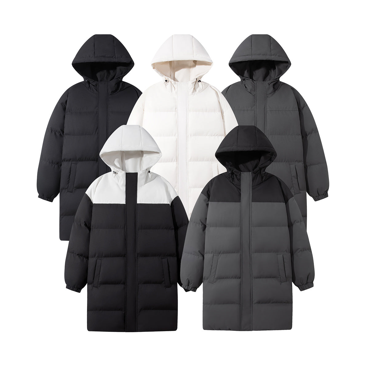 Long padded hooded jacket UNISEX