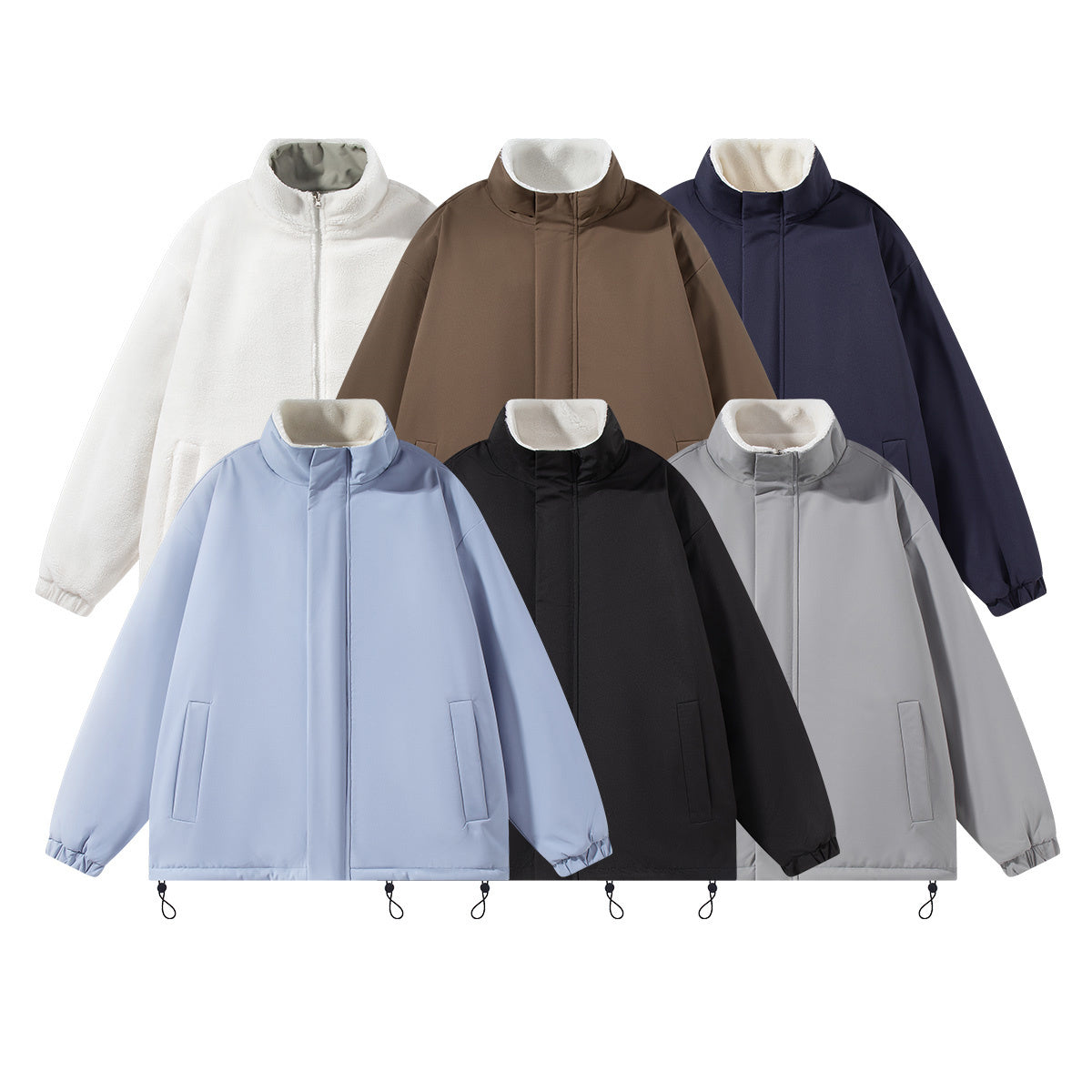 ZIP UP Reversible Autumn/Winter Jacket stand collar UNISEX