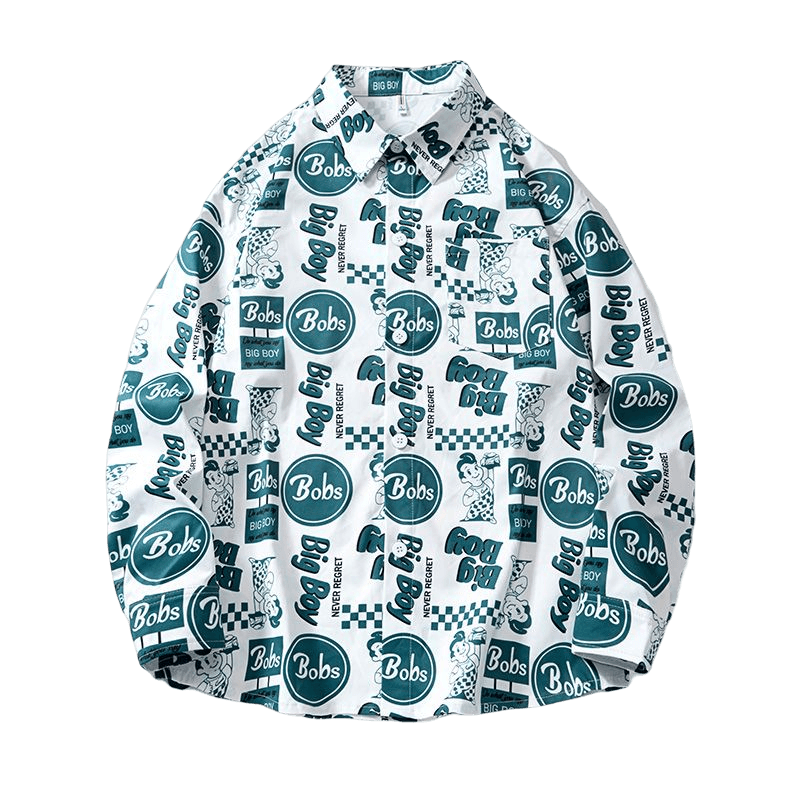 Graffti Shirt Men's Long-sleeved Fashion