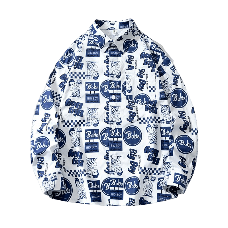 Graffti Shirt Men's Long-sleeved Fashion