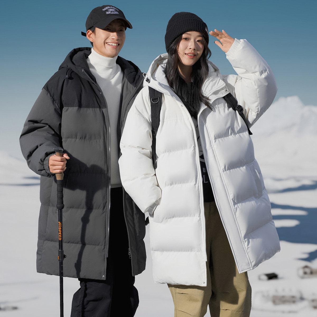 Long padded hooded jacket UNISEX